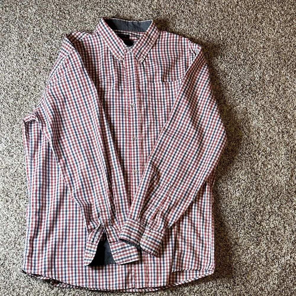 Men's Red and Blue Checkered Shirt